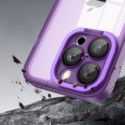 TPU Phone Case for iPhone 12 Pro Max 6.7 inch , Electroplating PC Kickstand Cover with Lens Film