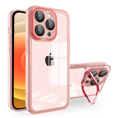 TPU Phone Case for iPhone 12 Pro Max 6.7 inch , Electroplating PC Kickstand Cover with Lens Film