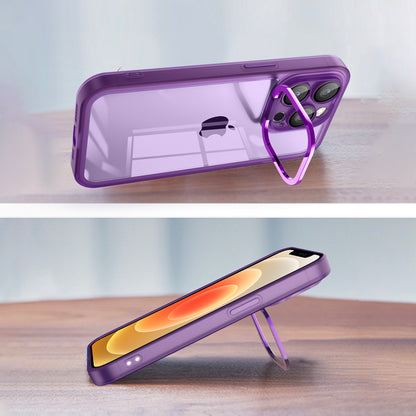 TPU Phone Case for iPhone 12 Pro Max 6.7 inch , Electroplating PC Kickstand Cover with Lens Film