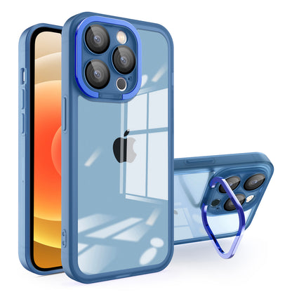 TPU Phone Case for iPhone 12 Pro Max 6.7 inch , Electroplating PC Kickstand Cover with Lens Film