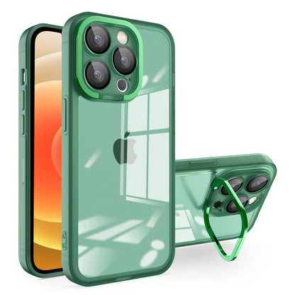 TPU Phone Case for iPhone 12 Pro Max 6.7 inch , Electroplating PC Kickstand Cover with Lens Film