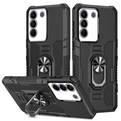 For vivo V27e 4G PC + TPU Anti-Scratch Phone Case Rugged Cover with Ring Kickstand