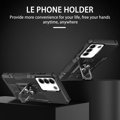 For vivo V27e 4G PC + TPU Anti-Scratch Phone Case Rugged Cover with Ring Kickstand