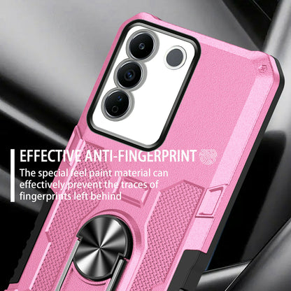 For vivo V27e 4G PC + TPU Anti-Scratch Phone Case Rugged Cover with Ring Kickstand