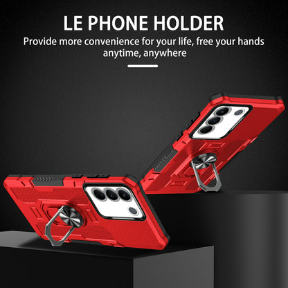 For vivo V27e 4G PC + TPU Anti-Scratch Phone Case Rugged Cover with Ring Kickstand