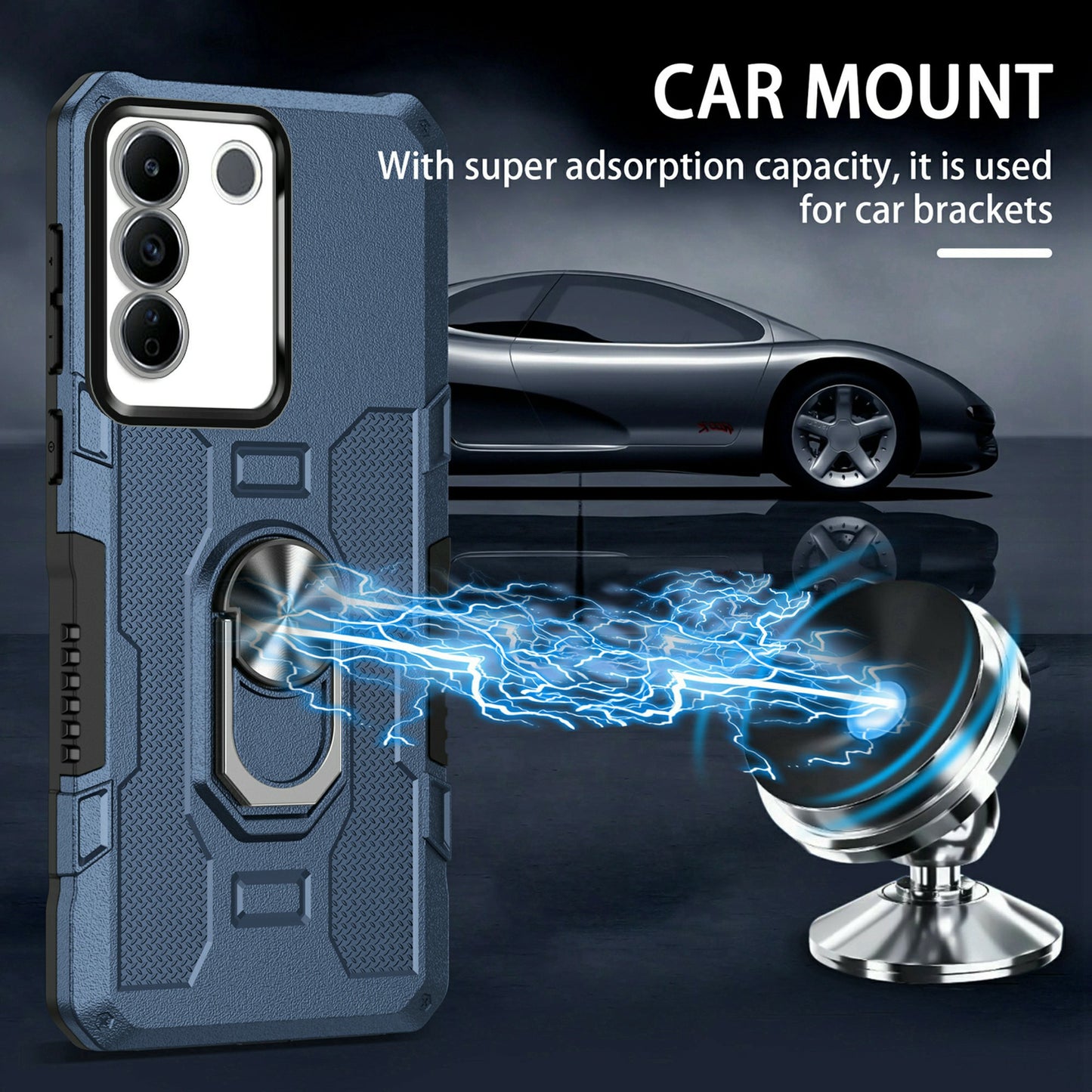 For vivo V27e 4G PC + TPU Anti-Scratch Phone Case Rugged Cover with Ring Kickstand