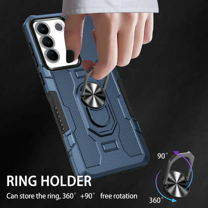 For vivo V27e 4G PC + TPU Anti-Scratch Phone Case Rugged Cover with Ring Kickstand