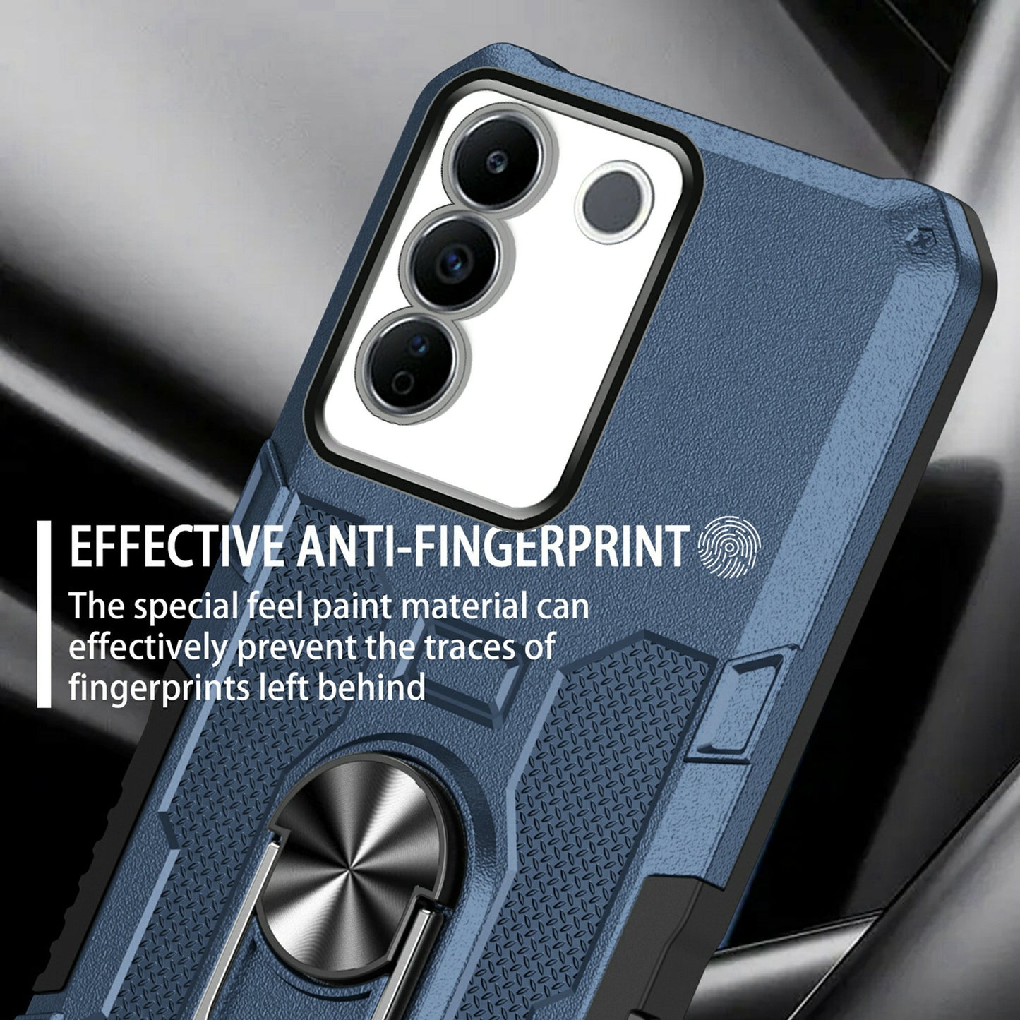 For vivo V27e 4G PC + TPU Anti-Scratch Phone Case Rugged Cover with Ring Kickstand