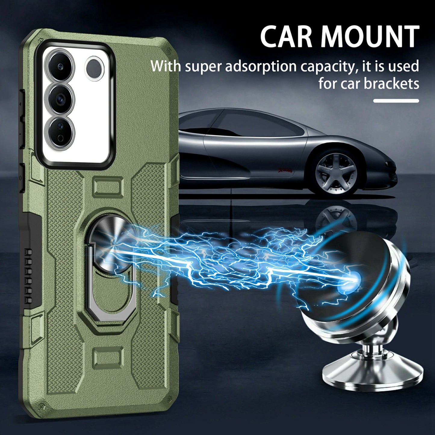 For vivo V27e 4G PC + TPU Anti-Scratch Phone Case Rugged Cover with Ring Kickstand