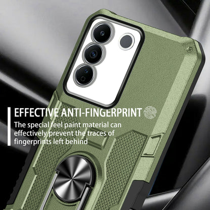 For vivo V27e 4G PC + TPU Anti-Scratch Phone Case Rugged Cover with Ring Kickstand
