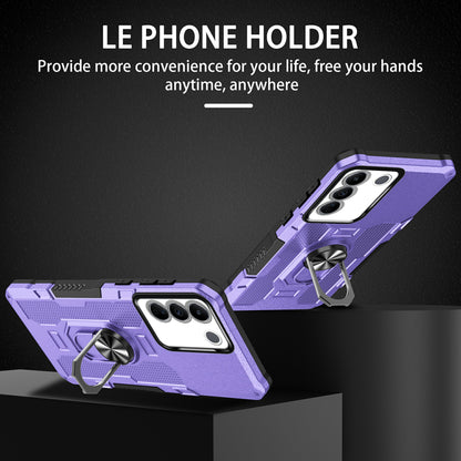 For vivo V27e 4G PC + TPU Anti-Scratch Phone Case Rugged Cover with Ring Kickstand