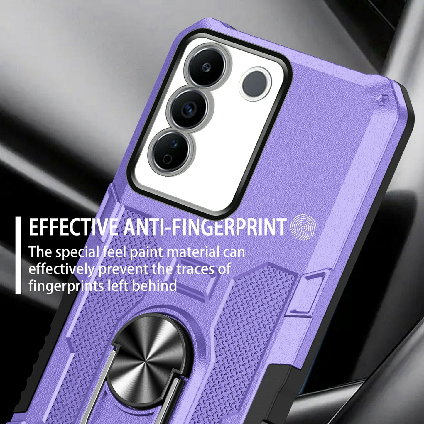 For vivo V27e 4G PC + TPU Anti-Scratch Phone Case Rugged Cover with Ring Kickstand