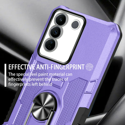 For vivo V27e 4G PC + TPU Anti-Scratch Phone Case Rugged Cover with Ring Kickstand