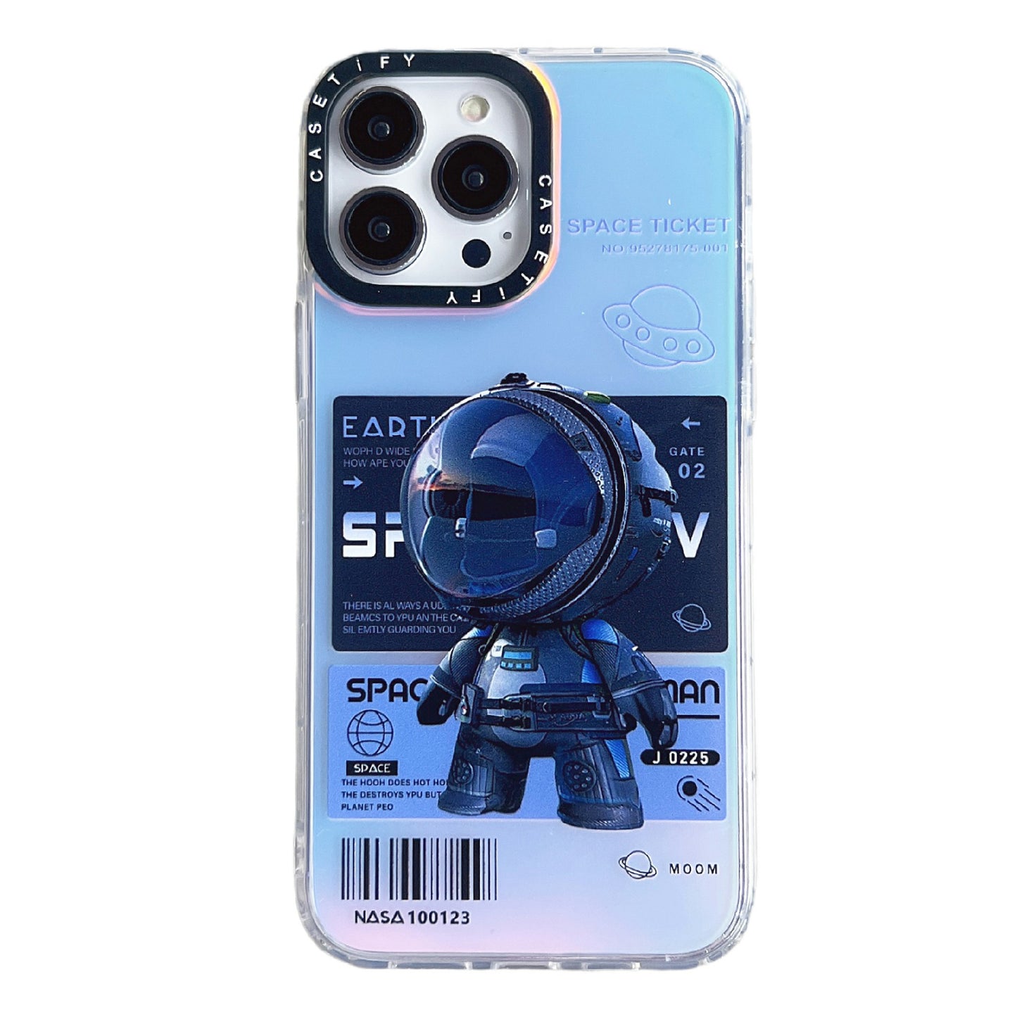 Phone Case for iPhone 14 Pro Max Laser Astronaut Pattern Printing PC+TPU Drop Protection Cover
