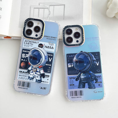 Phone Case for iPhone 14 Pro Max Laser Astronaut Pattern Printing PC+TPU Drop Protection Cover