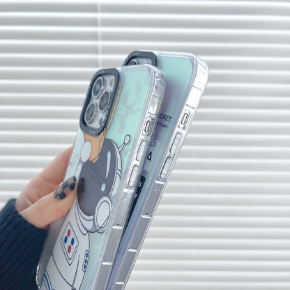 Phone Case for iPhone 14 Pro Max Laser Astronaut Pattern Printing PC+TPU Drop Protection Cover