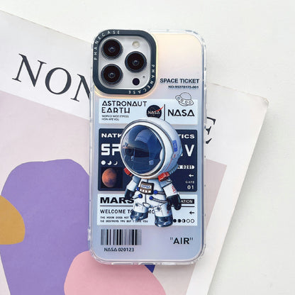 Phone Case for iPhone 14 Pro Max Laser Astronaut Pattern Printing PC+TPU Drop Protection Cover