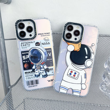 Phone Case for iPhone 14 Pro Max Laser Astronaut Pattern Printing PC+TPU Drop Protection Cover