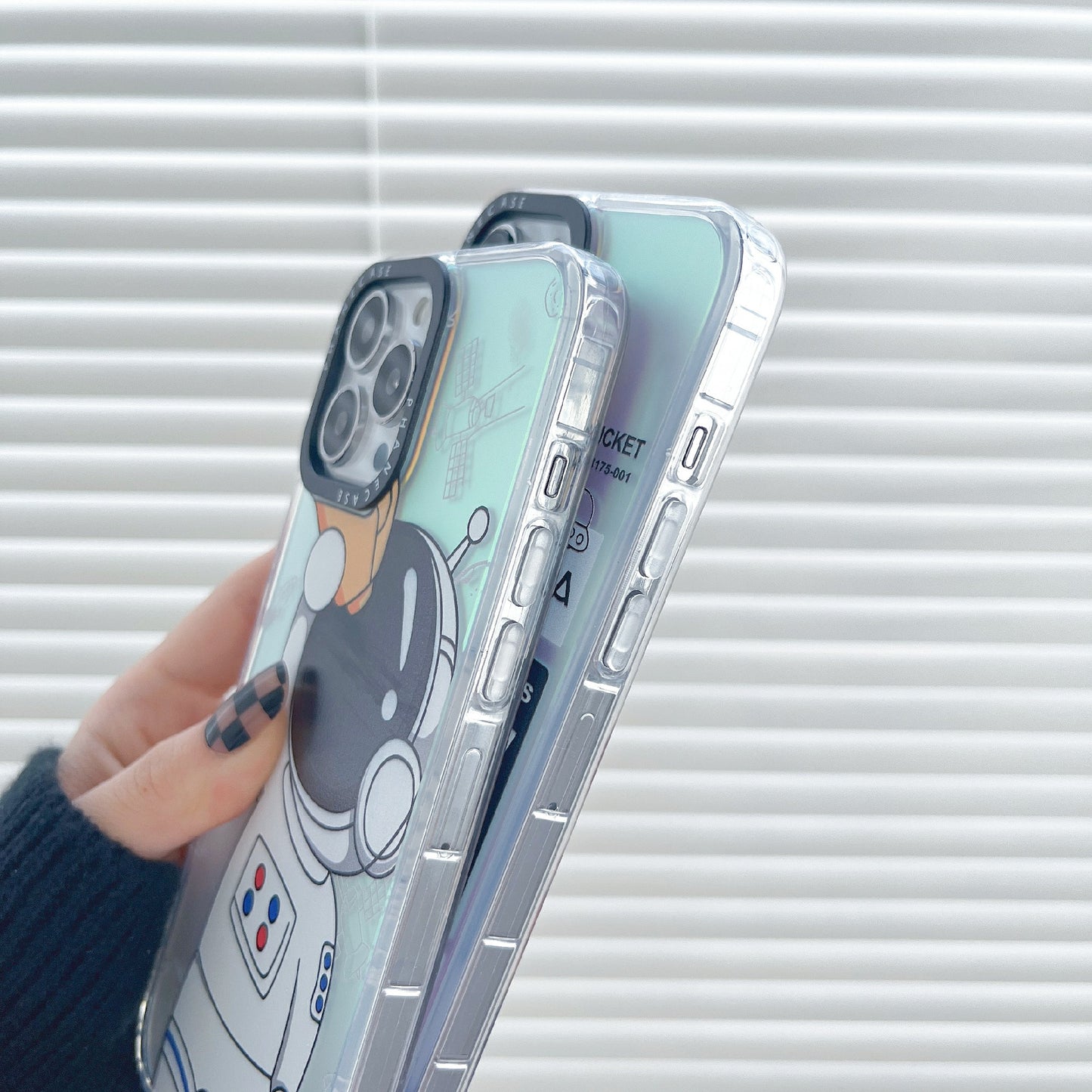 Phone Case for iPhone 14 Pro Max Laser Astronaut Pattern Printing PC+TPU Drop Protection Cover