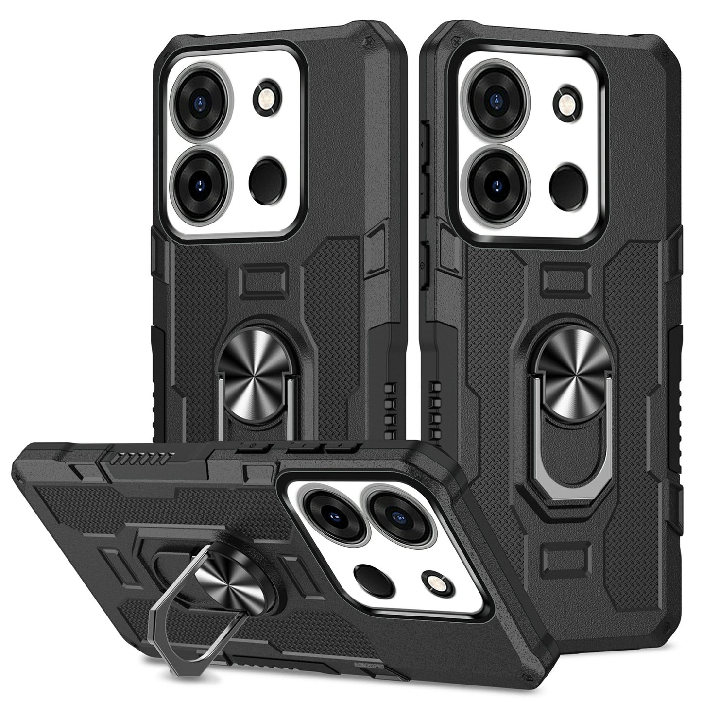 For Infinix Smart 7 4G Anti-Scratch PC + TPU Phone Case Rugged Cover with Ring Kickstand
