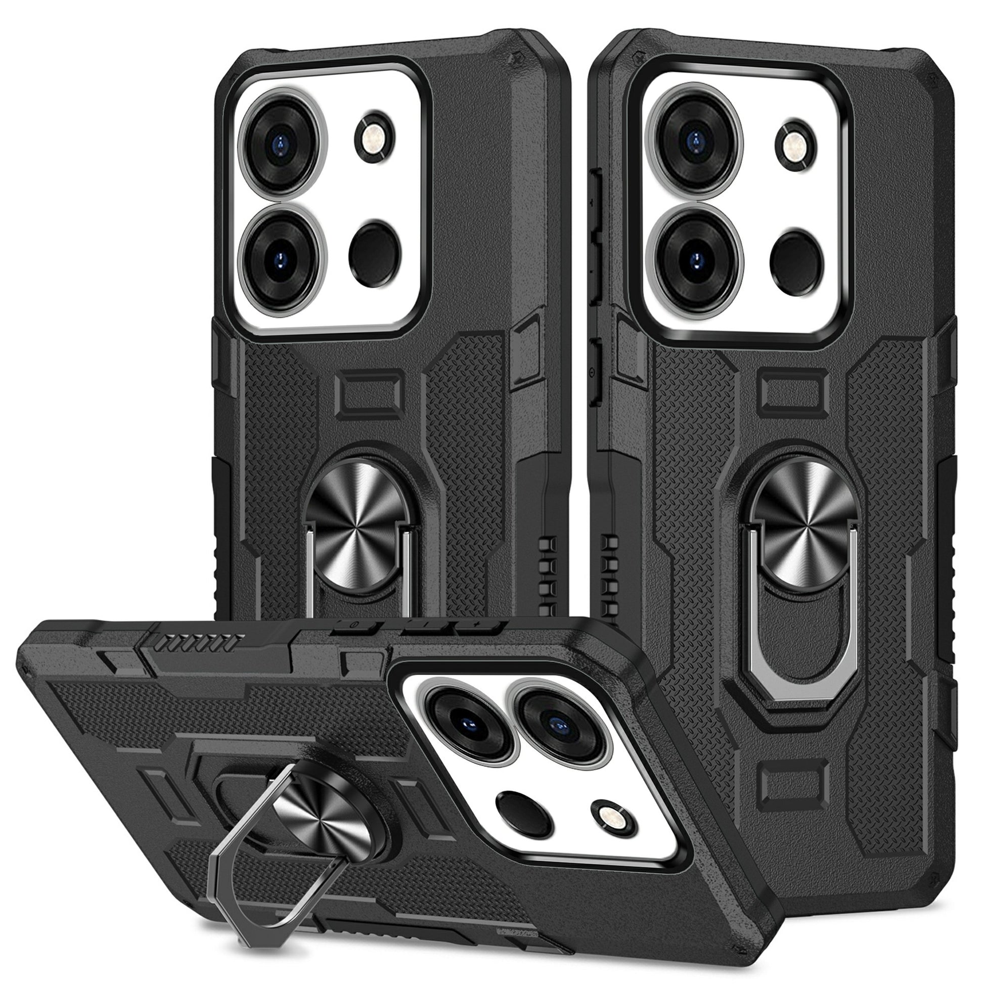 For Infinix Smart 7 4G Anti-Scratch PC + TPU Phone Case Rugged Cover with Ring Kickstand