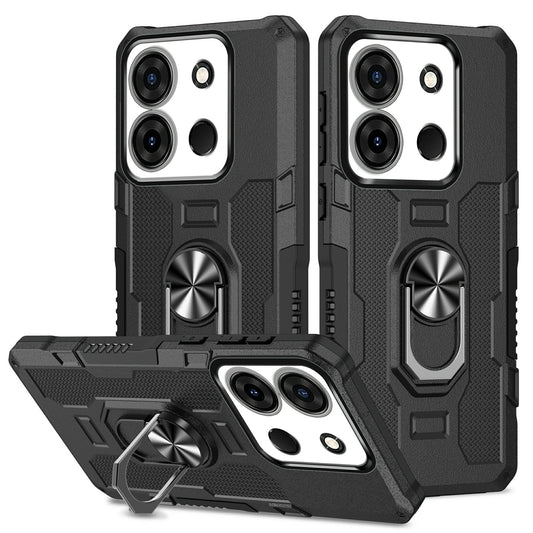 For Infinix Smart 7 4G Anti-Scratch PC + TPU Phone Case Rugged Cover with Ring Kickstand