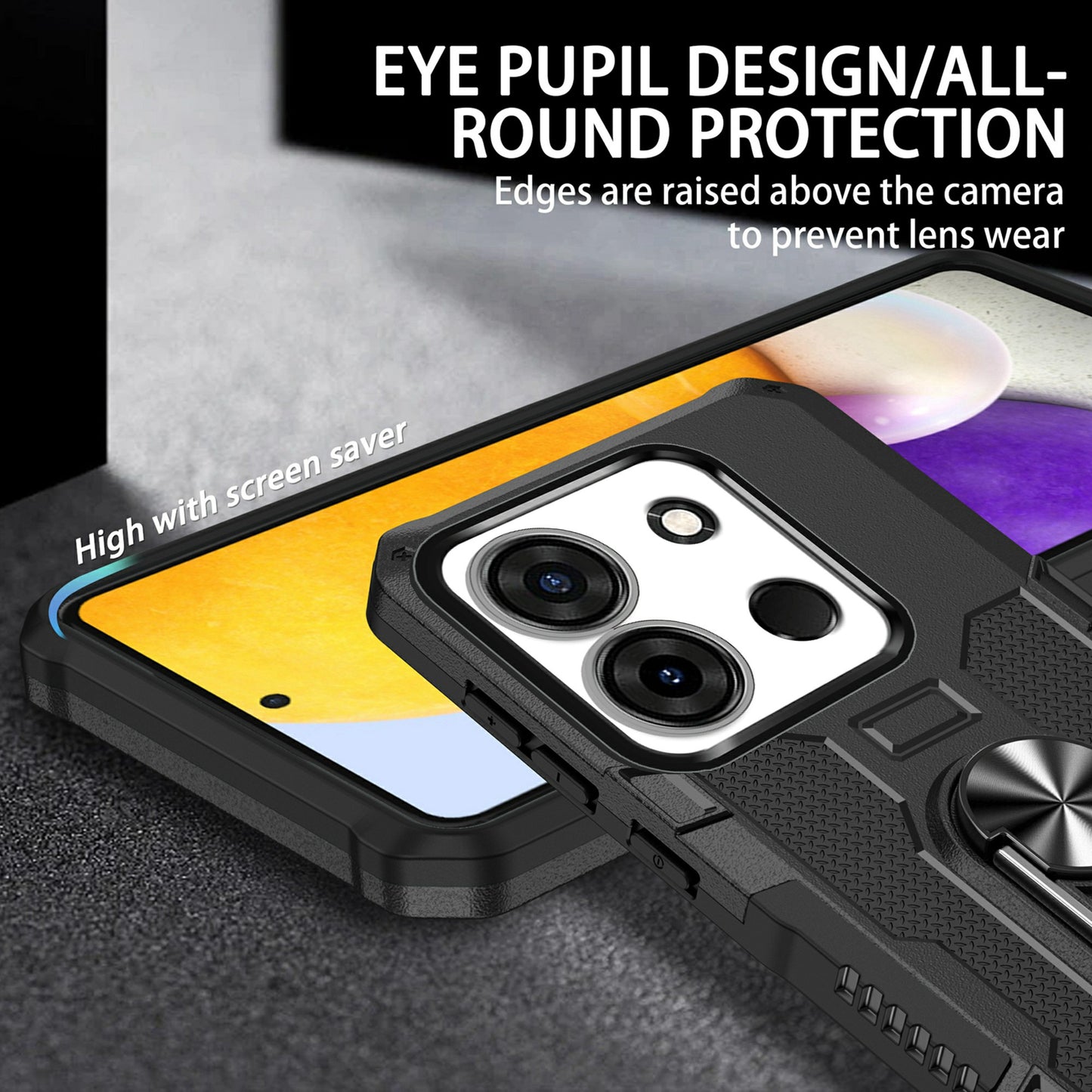 For Infinix Smart 7 4G Anti-Scratch PC + TPU Phone Case Rugged Cover with Ring Kickstand