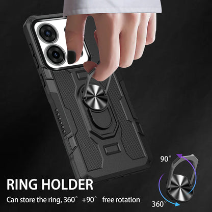 For Infinix Smart 7 4G Anti-Scratch PC + TPU Phone Case Rugged Cover with Ring Kickstand