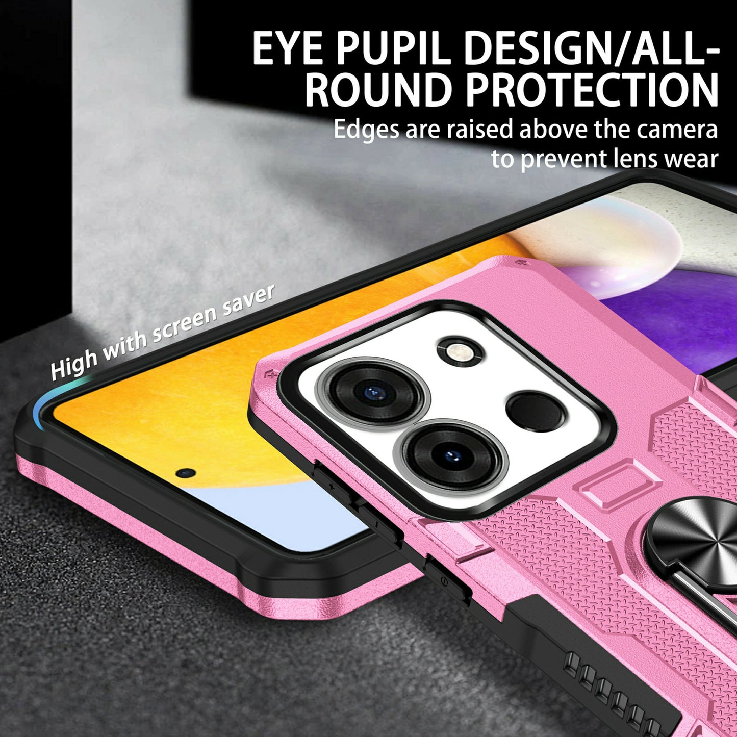 For Infinix Smart 7 4G Anti-Scratch PC + TPU Phone Case Rugged Cover with Ring Kickstand