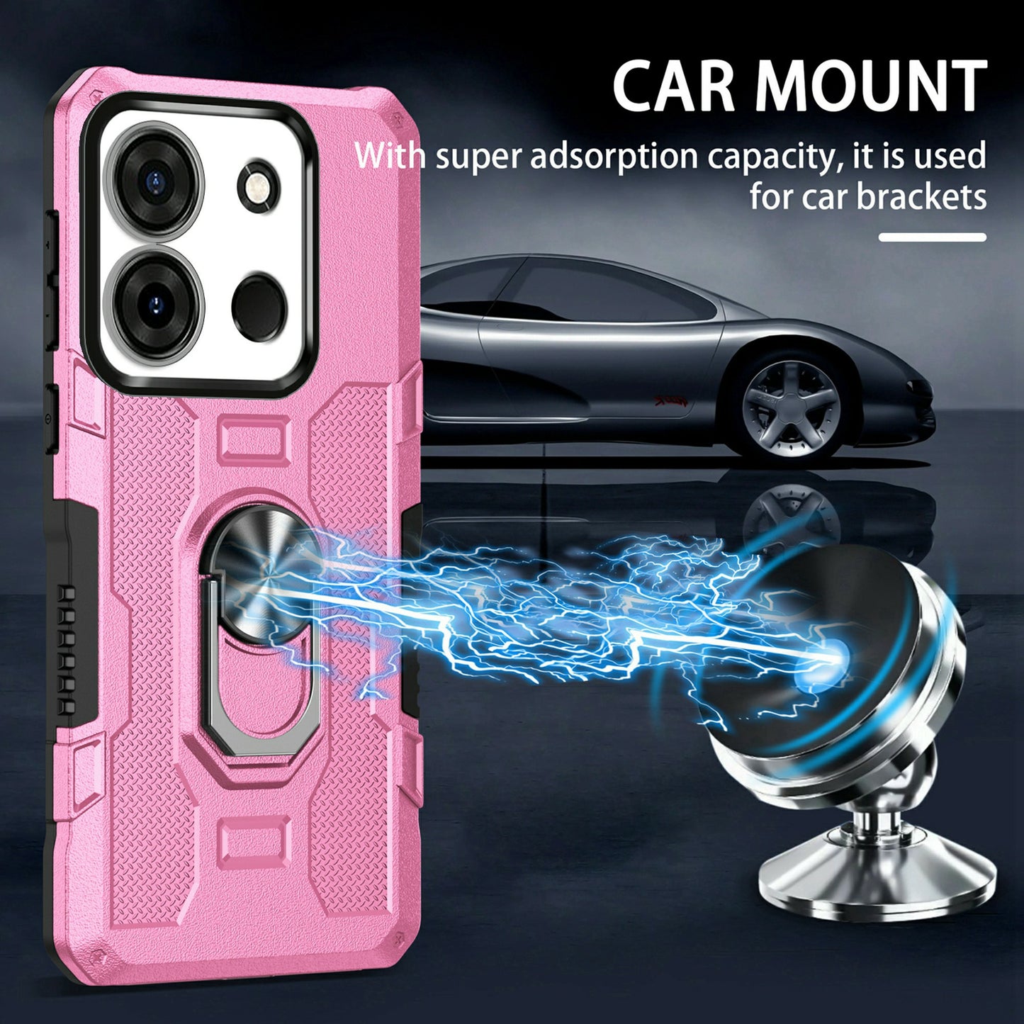 For Infinix Smart 7 4G Anti-Scratch PC + TPU Phone Case Rugged Cover with Ring Kickstand