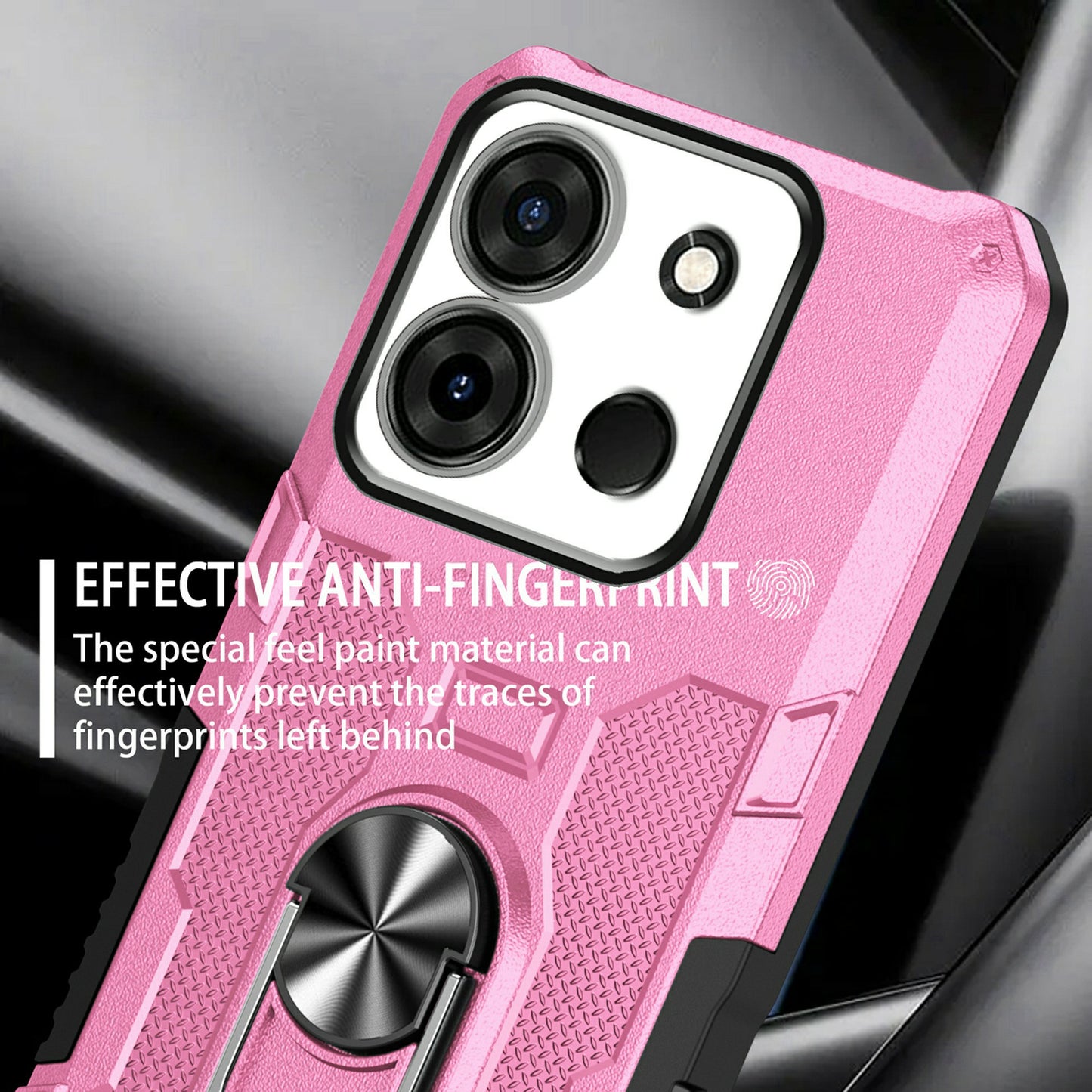 For Infinix Smart 7 4G Anti-Scratch PC + TPU Phone Case Rugged Cover with Ring Kickstand