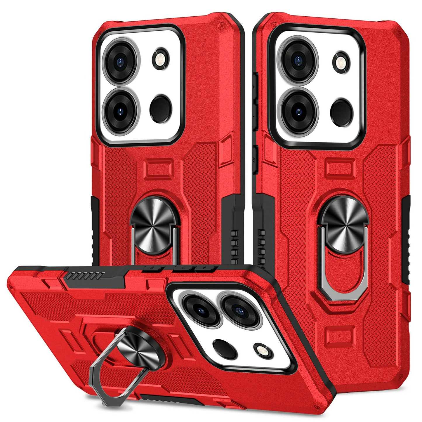 For Infinix Smart 7 4G Anti-Scratch PC + TPU Phone Case Rugged Cover with Ring Kickstand
