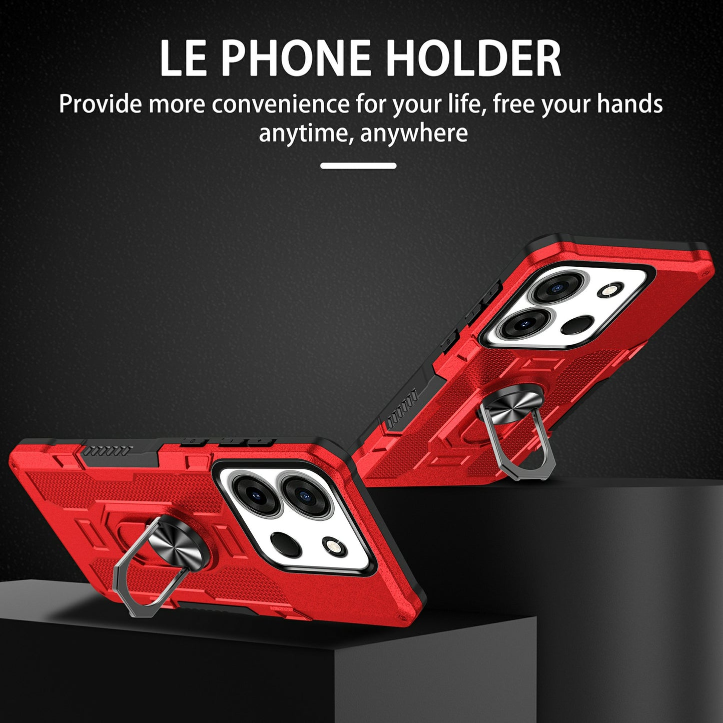 For Infinix Smart 7 4G Anti-Scratch PC + TPU Phone Case Rugged Cover with Ring Kickstand