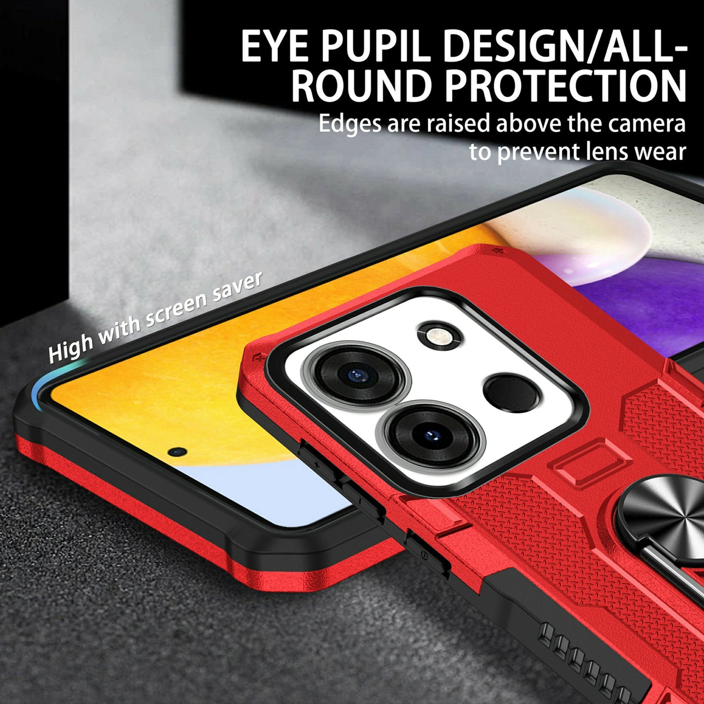 For Infinix Smart 7 4G Anti-Scratch PC + TPU Phone Case Rugged Cover with Ring Kickstand