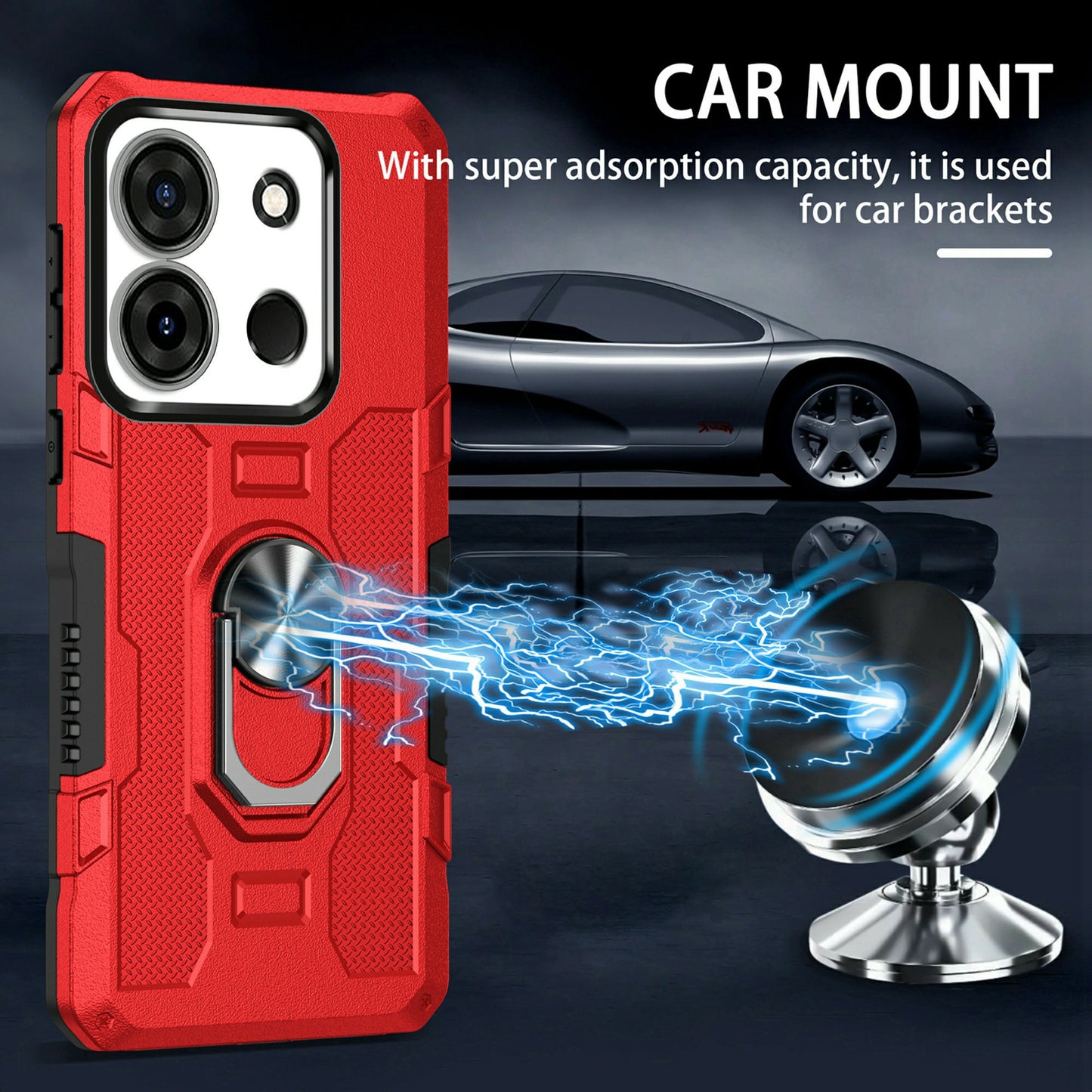 For Infinix Smart 7 4G Anti-Scratch PC + TPU Phone Case Rugged Cover with Ring Kickstand