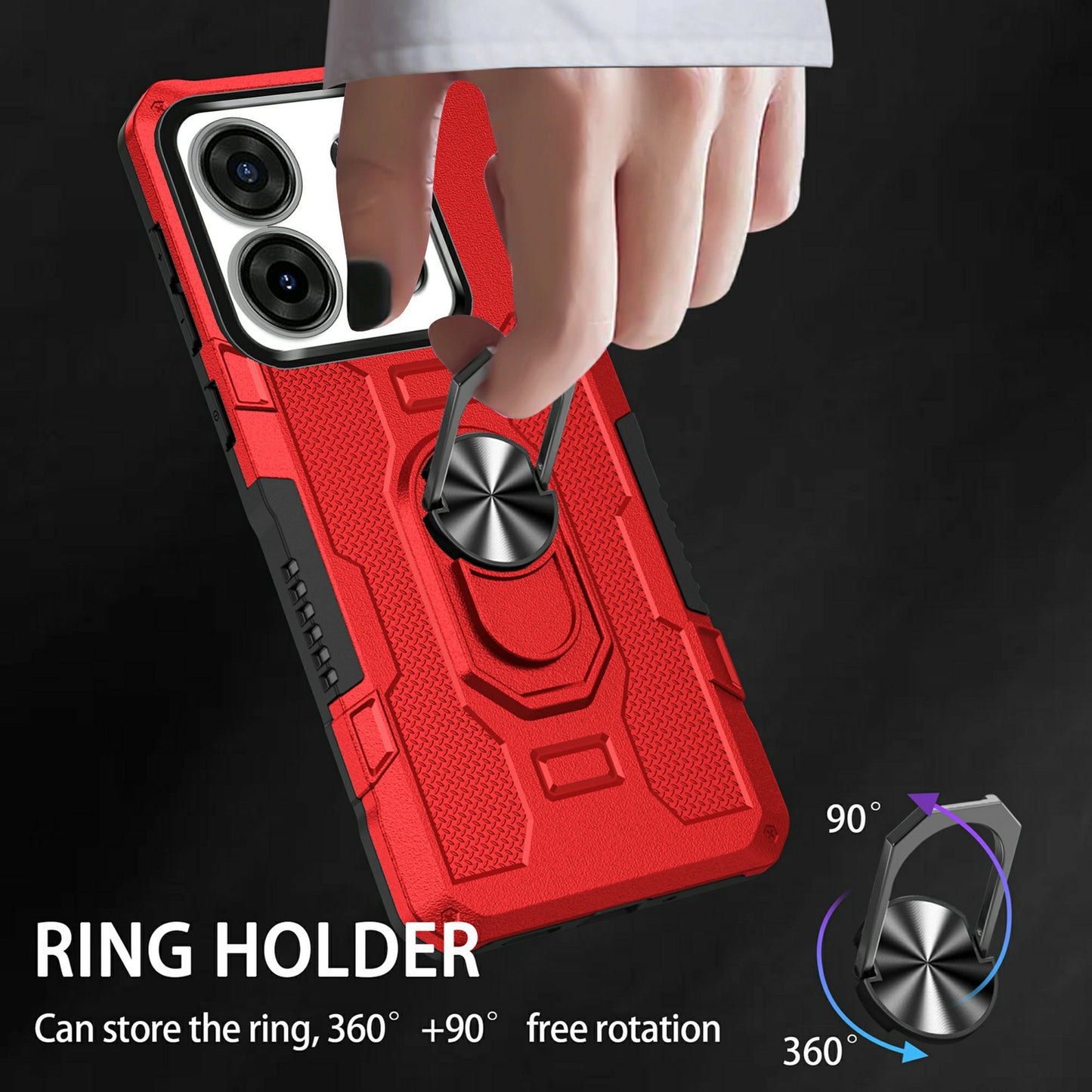 For Infinix Smart 7 4G Anti-Scratch PC + TPU Phone Case Rugged Cover with Ring Kickstand
