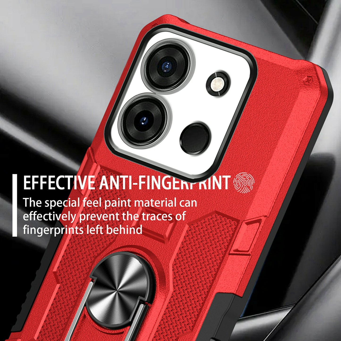 For Infinix Smart 7 4G Anti-Scratch PC + TPU Phone Case Rugged Cover with Ring Kickstand