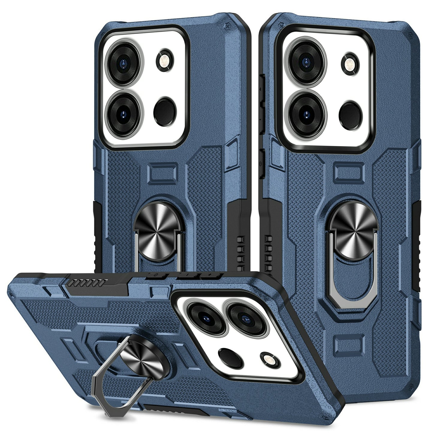 For Infinix Smart 7 4G Anti-Scratch PC + TPU Phone Case Rugged Cover with Ring Kickstand