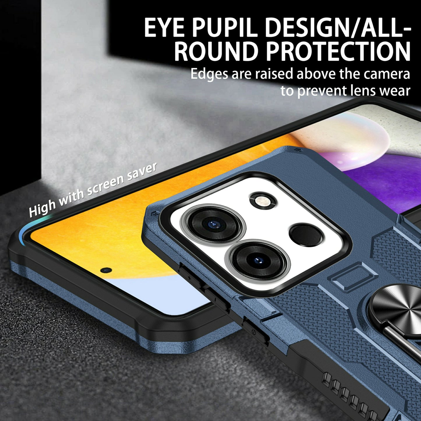 For Infinix Smart 7 4G Anti-Scratch PC + TPU Phone Case Rugged Cover with Ring Kickstand