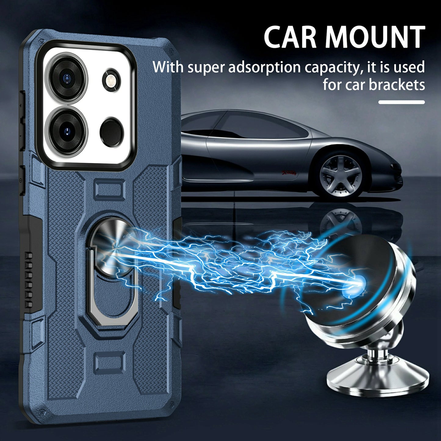 For Infinix Smart 7 4G Anti-Scratch PC + TPU Phone Case Rugged Cover with Ring Kickstand