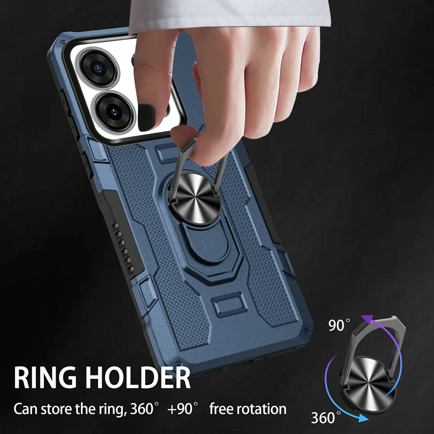 For Infinix Smart 7 4G Anti-Scratch PC + TPU Phone Case Rugged Cover with Ring Kickstand