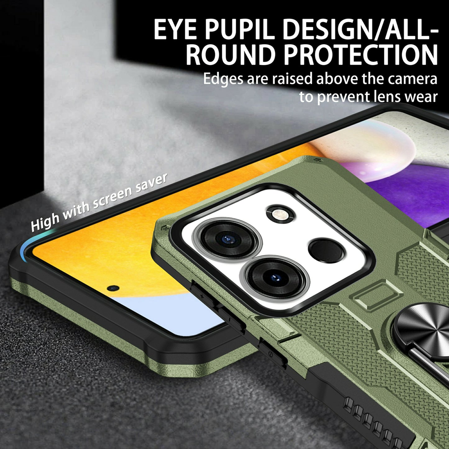 For Infinix Smart 7 4G Anti-Scratch PC + TPU Phone Case Rugged Cover with Ring Kickstand