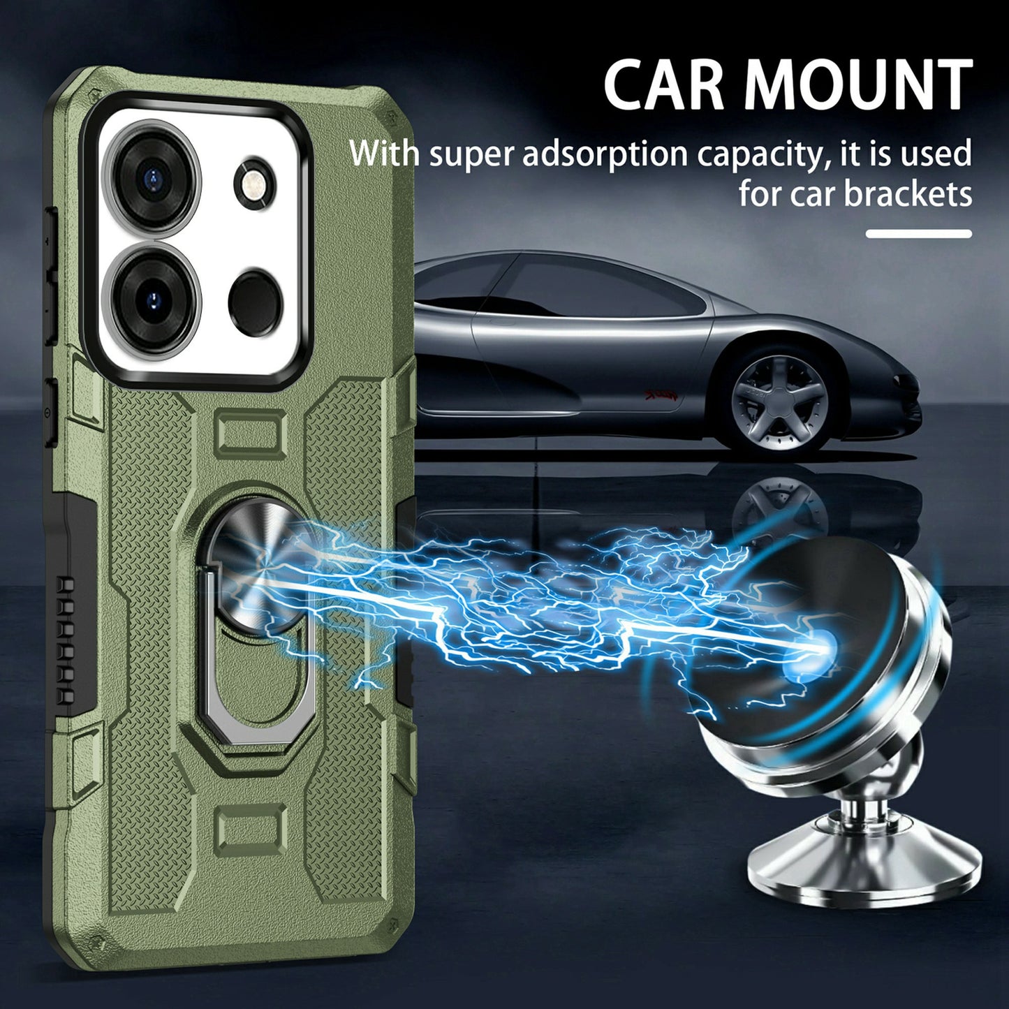 For Infinix Smart 7 4G Anti-Scratch PC + TPU Phone Case Rugged Cover with Ring Kickstand