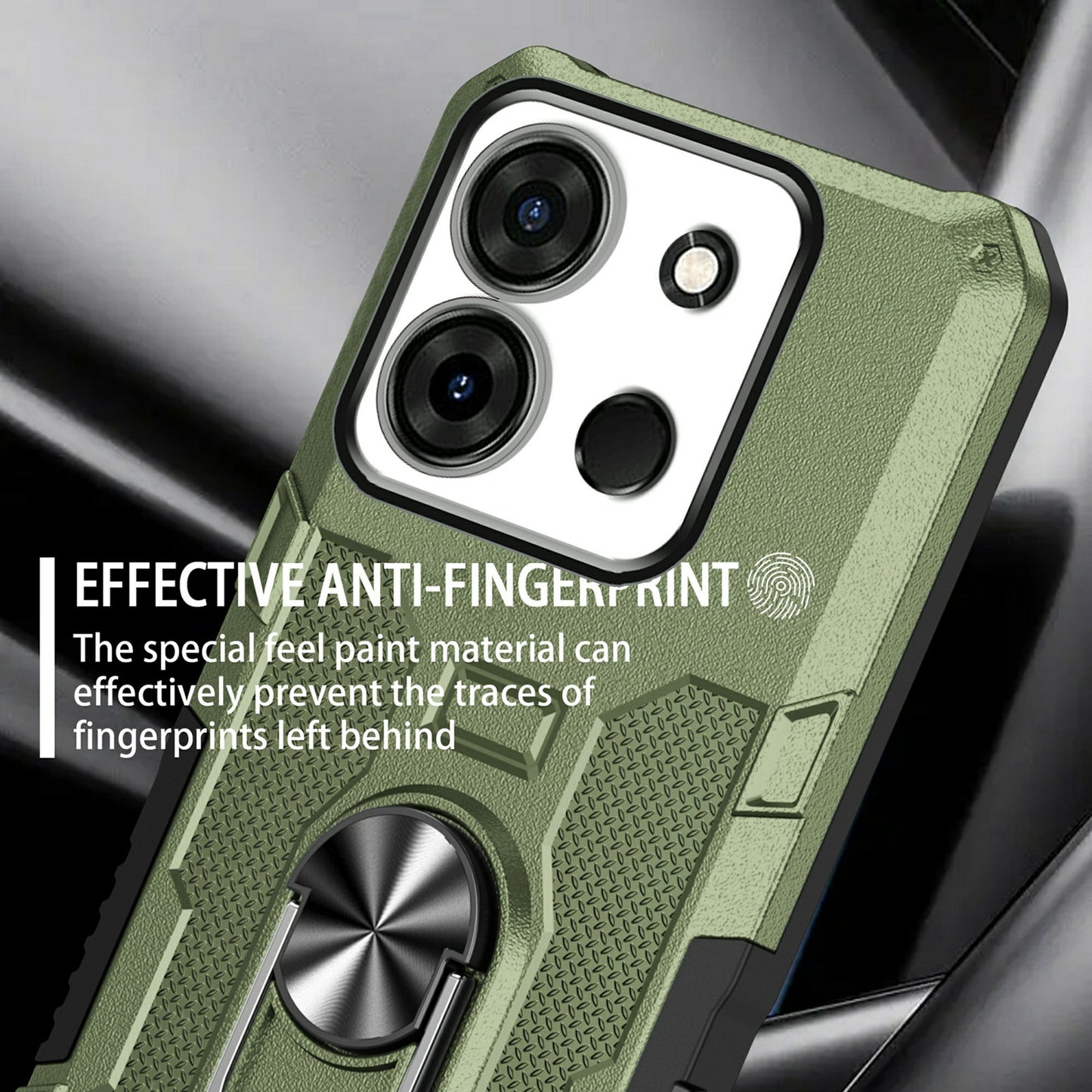 For Infinix Smart 7 4G Anti-Scratch PC + TPU Phone Case Rugged Cover with Ring Kickstand