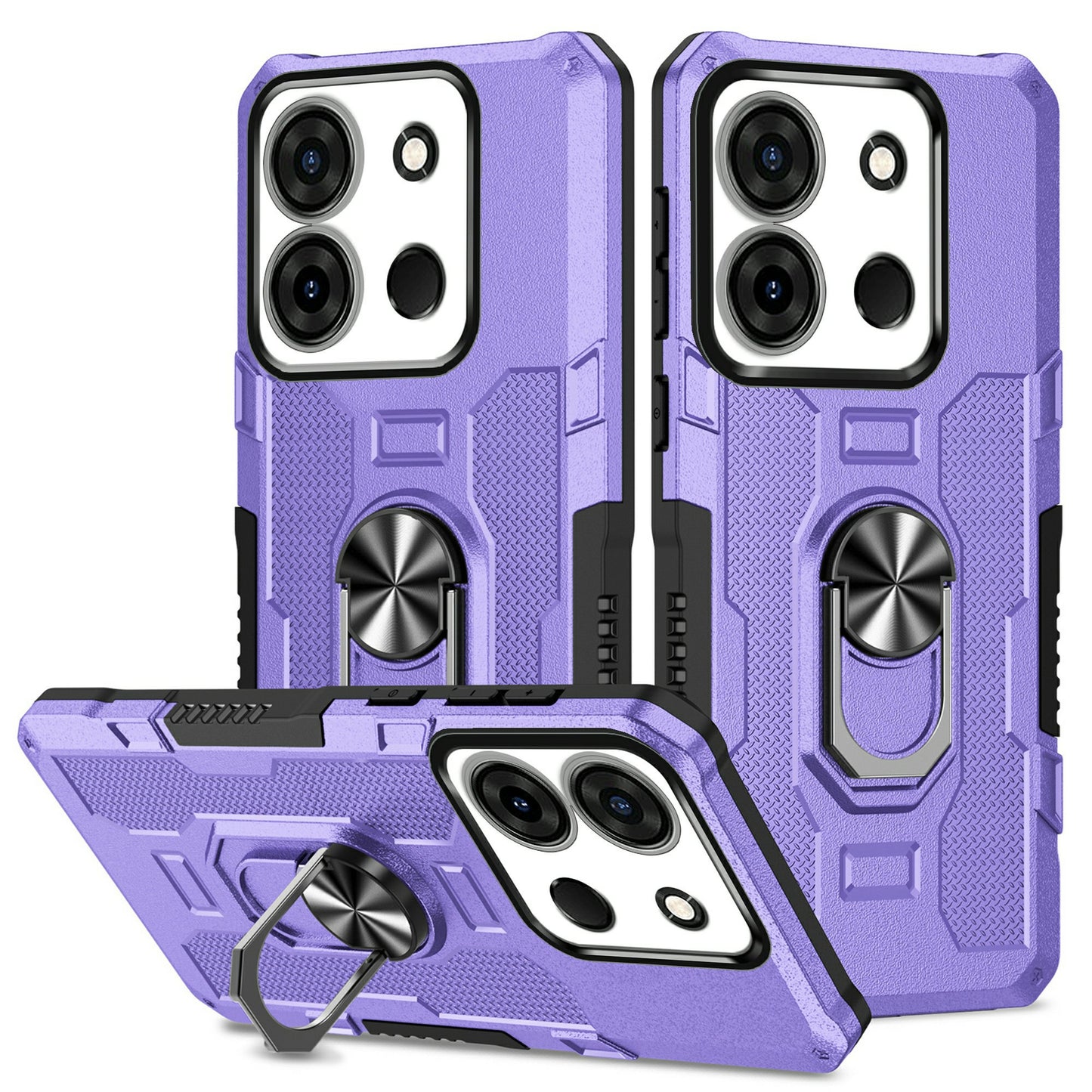 For Infinix Smart 7 4G Anti-Scratch PC + TPU Phone Case Rugged Cover with Ring Kickstand