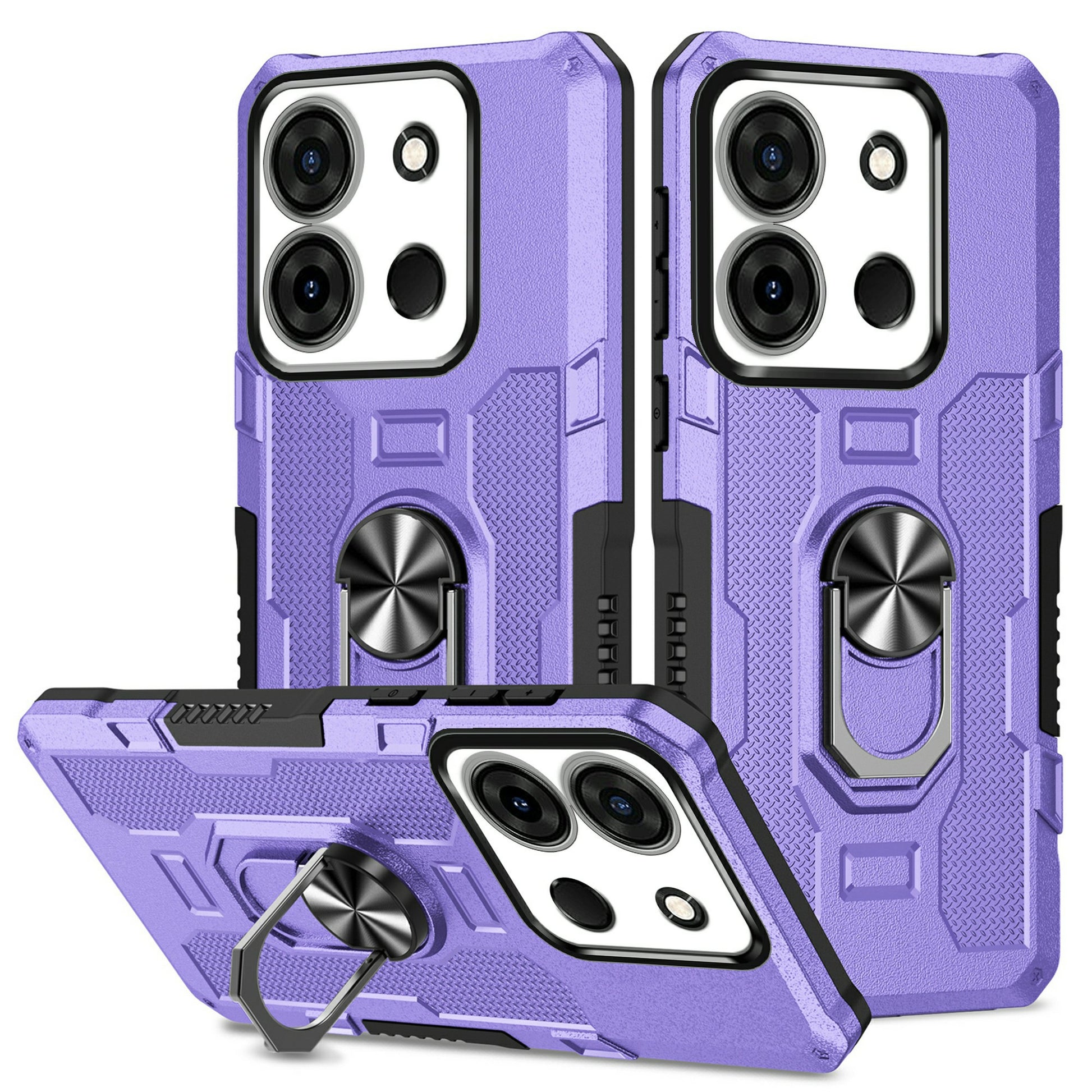 For Infinix Smart 7 4G Anti-Scratch PC + TPU Phone Case Rugged Cover with Ring Kickstand