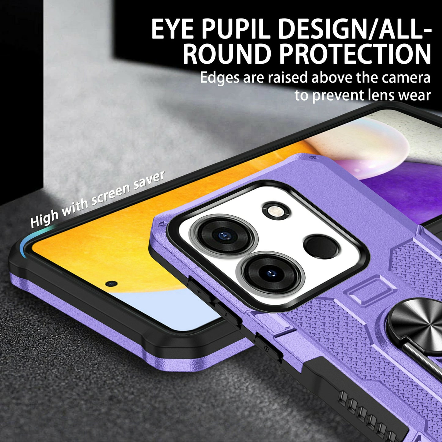 For Infinix Smart 7 4G Anti-Scratch PC + TPU Phone Case Rugged Cover with Ring Kickstand