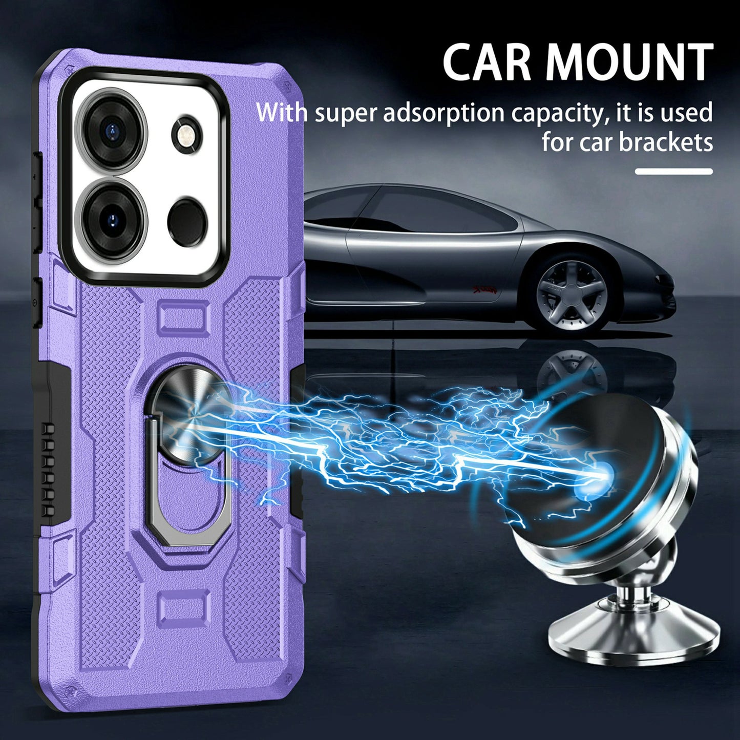 For Infinix Smart 7 4G Anti-Scratch PC + TPU Phone Case Rugged Cover with Ring Kickstand