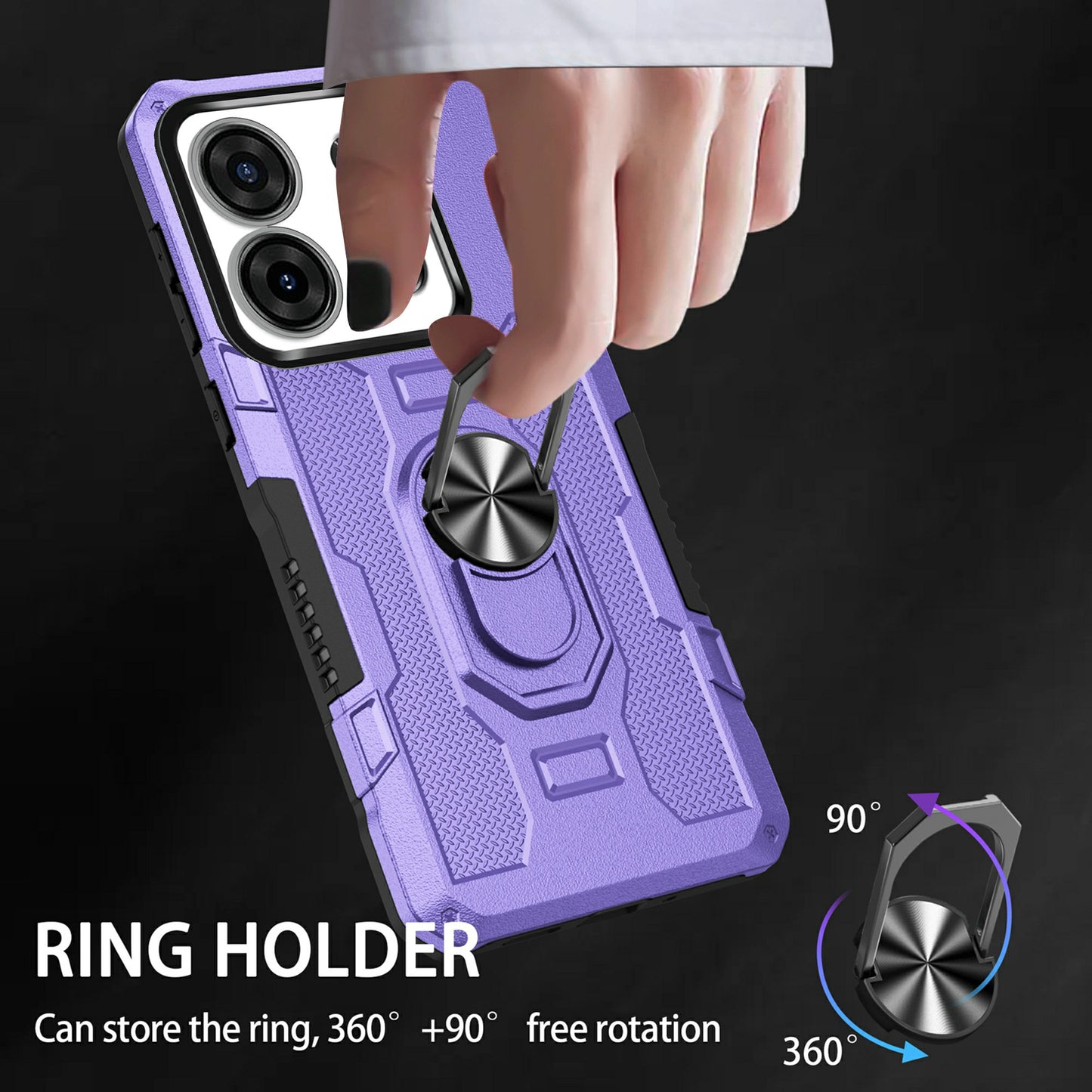 For Infinix Smart 7 4G Anti-Scratch PC + TPU Phone Case Rugged Cover with Ring Kickstand