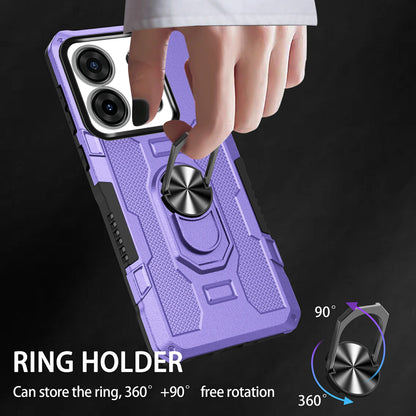 For Infinix Smart 7 4G Anti-Scratch PC + TPU Phone Case Rugged Cover with Ring Kickstand